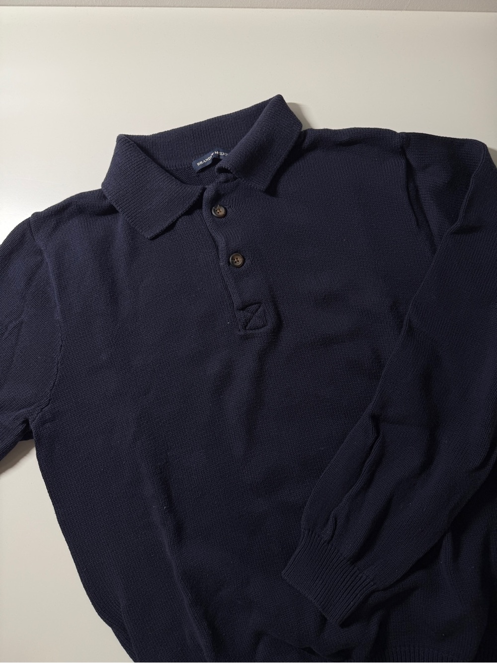 Brandy Melville Navy Polo-Style Crew Sweater